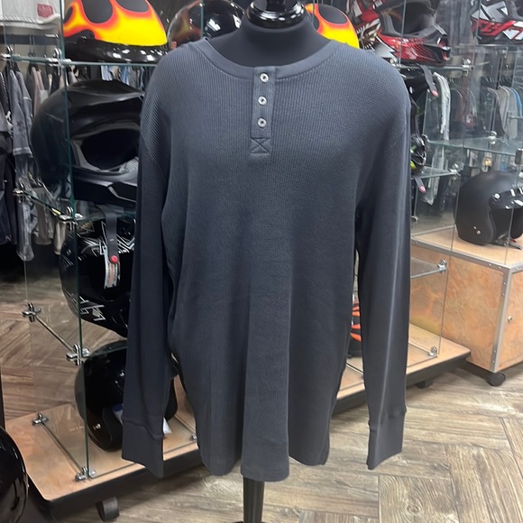 Harley-Davidson® Men's Thermal Knit Long Sleeve Henley Shirt Gray